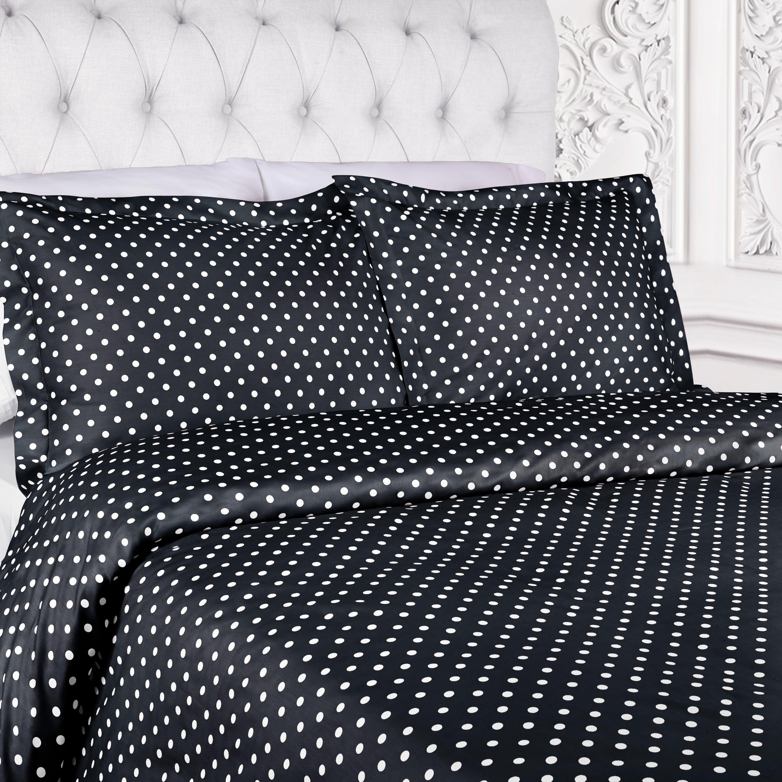 Cotton Blend 600 Thread Count Polka Dot Duvet Cover Set - Duvet Cover Set by Superior Brand