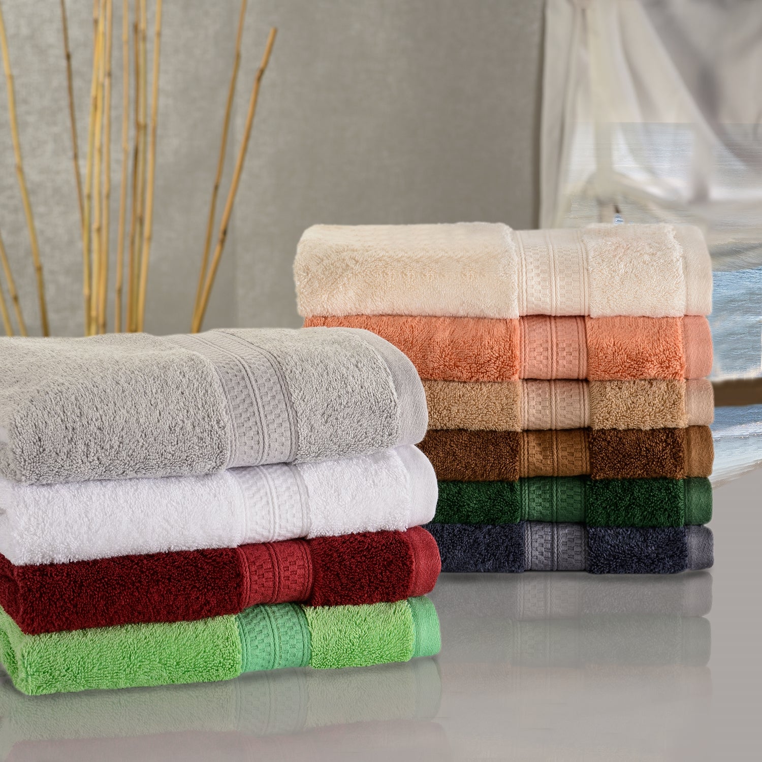 Rayon from Bamboo Ultra-Plush Heavyweight Assorted 12-Piece Towel Set - Chrome