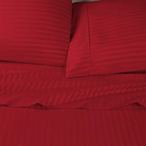 Premium 600 Thread Count Egyptian Cotton Striped Pillowcase Set -  Burgundy