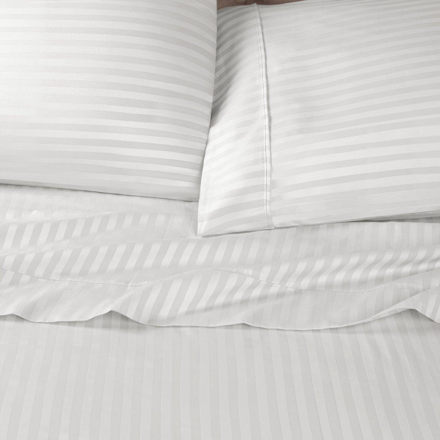 Premium 600 Thread Count Egyptian Cotton Striped Pillowcase Set - Silver