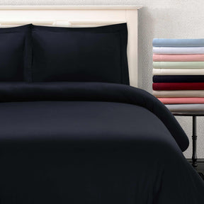Superior 300 Thread Count Cotton Breathable Deep Pocket Solid Bed Sheet Set - Black