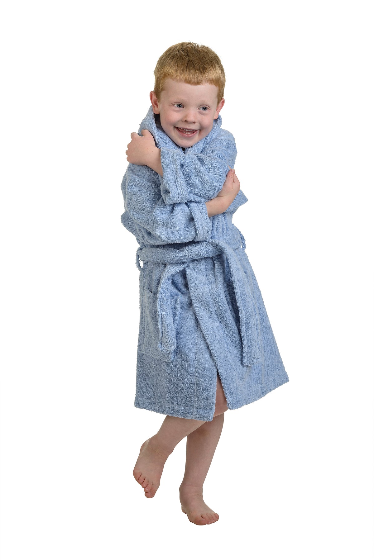 Cotton Ultra-Soft Terry Lightweight Kids Unisex Hooded Bathrobe - Blue