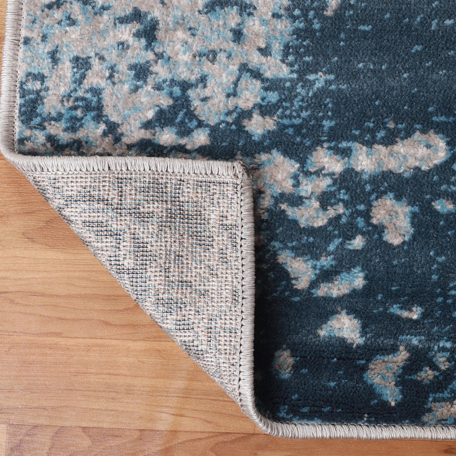 Modern Patchwork Design Indoor Area Rug or Runner - Blue