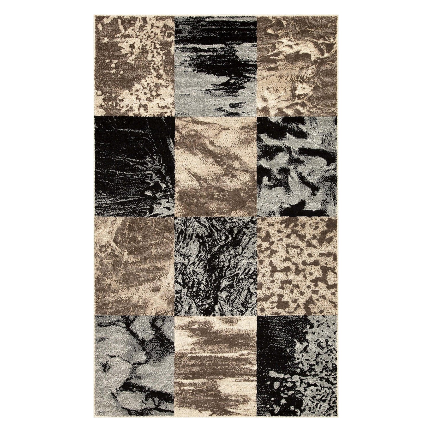 Modern Patchwork Design Indoor Area Rug or Runner - Beige
