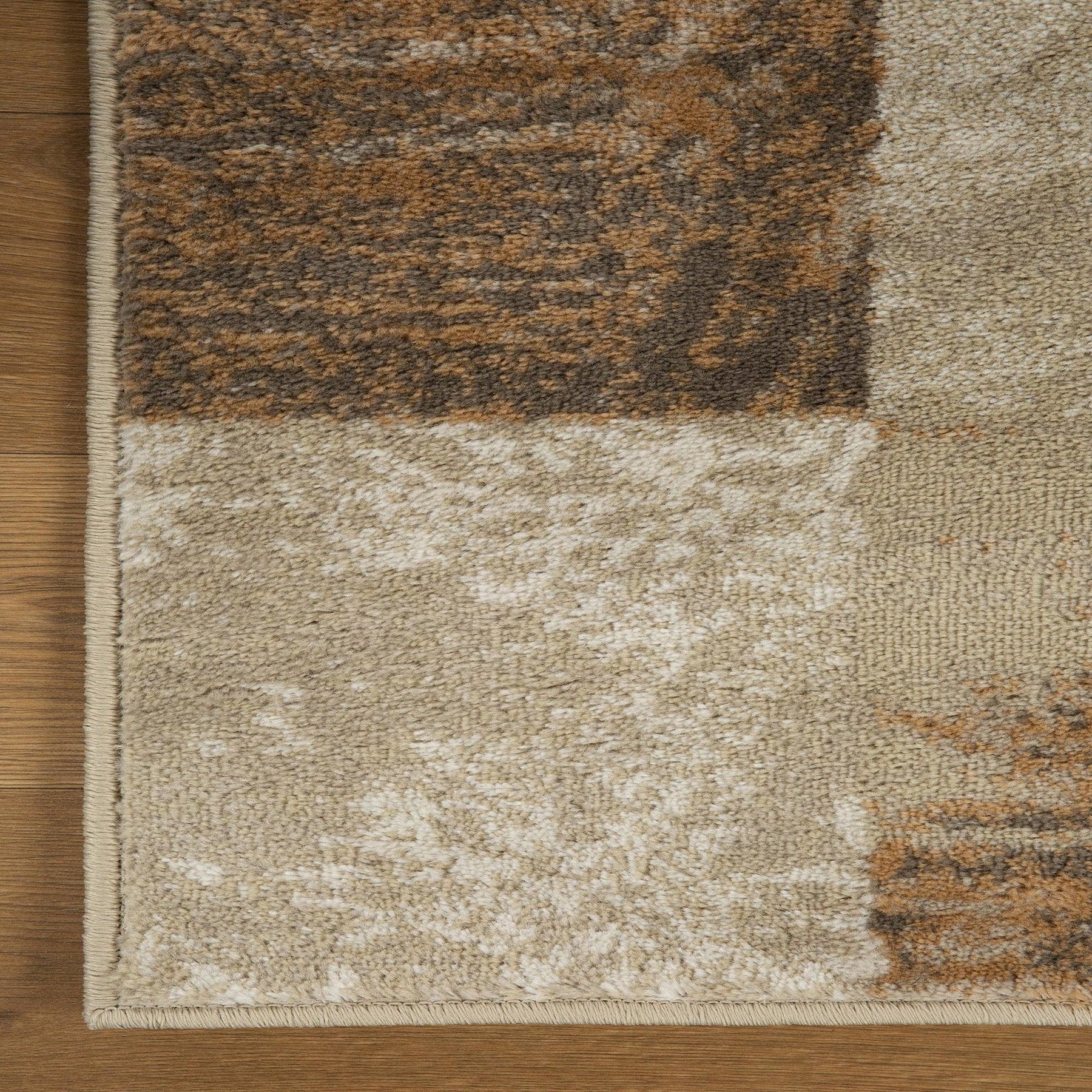 Modern Patchwork Design Indoor Area Rug or Runner - Camel