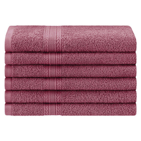 Superior Eco-Friendly Ring Spun Cotton 6-Piece Hand Towel Set - Rosewood