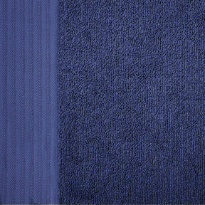 Premium Turkish Cotton Jacquard Herringbone and Solid 6-Piece Hand Towel Set - Navy Blue