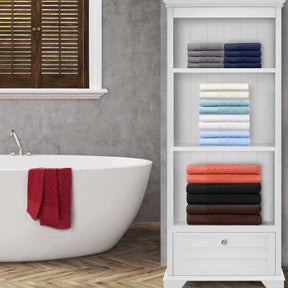 Premium Turkish Cotton Jacquard Herringbone and Solid 6-Piece Hand Towel Set - Maroon
