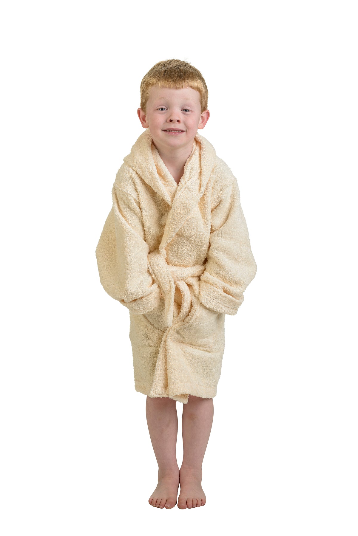 Cotton Ultra-Soft Terry Lightweight Kids Unisex Hooded Bathrobe - Ivory