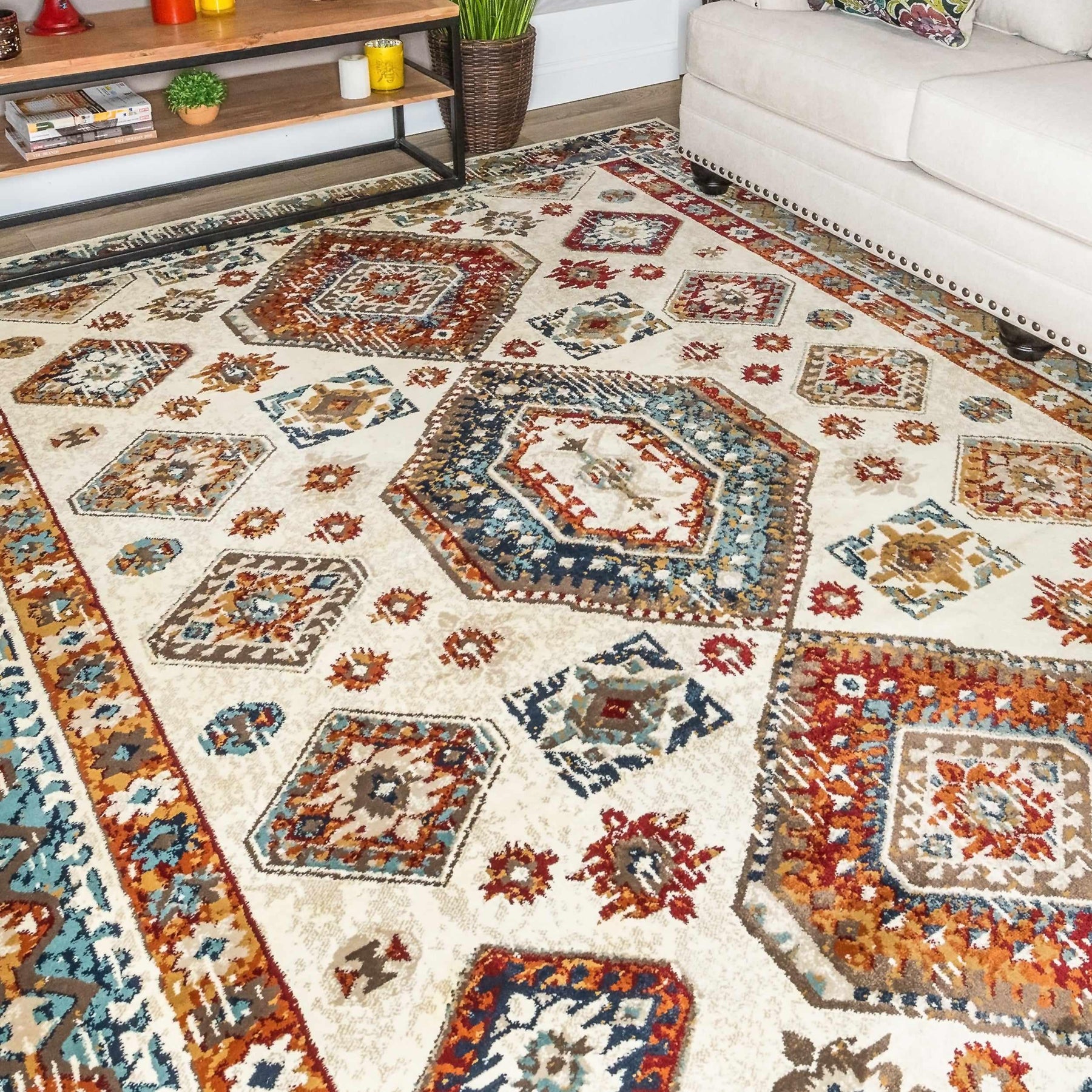 Modern Oriental Jute Backing Geometric Indoor Southwestern Area Rug-Rugs by Superior-Home City Inc