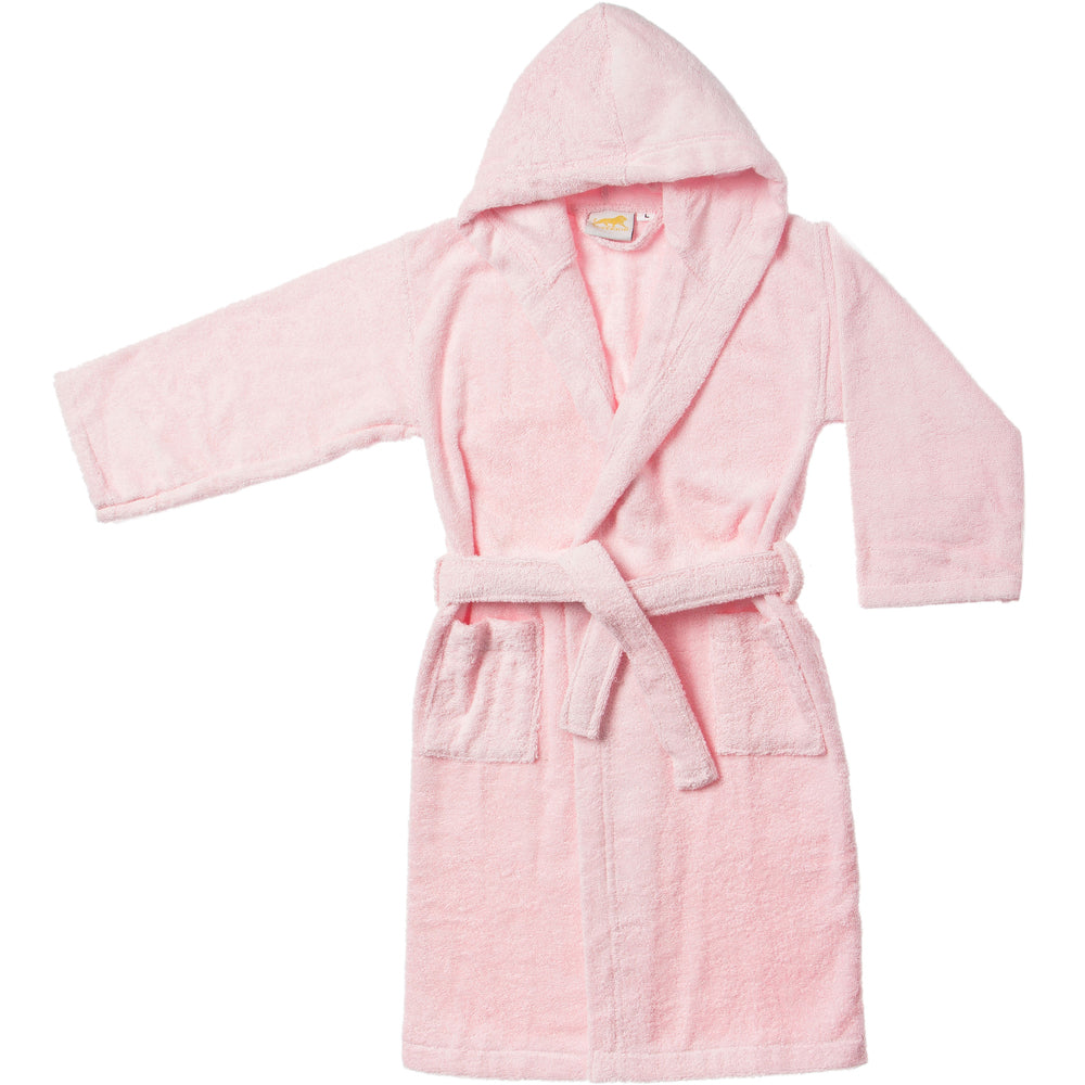 Cotton Ultra-Soft Terry Lightweight Kids Unisex Hooded Bathrobe - Pink