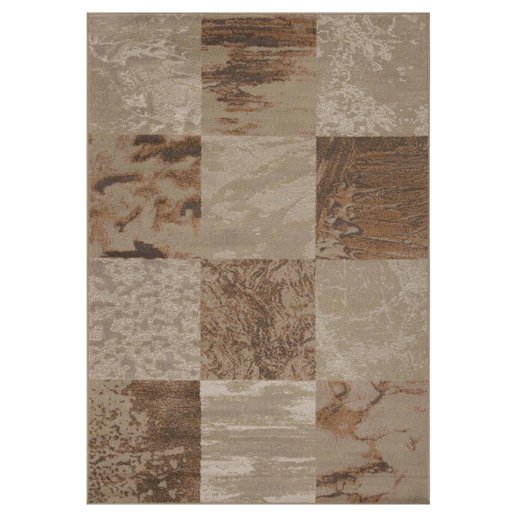 Modern Patchwork Design Indoor Area Rug or Runner - Camel