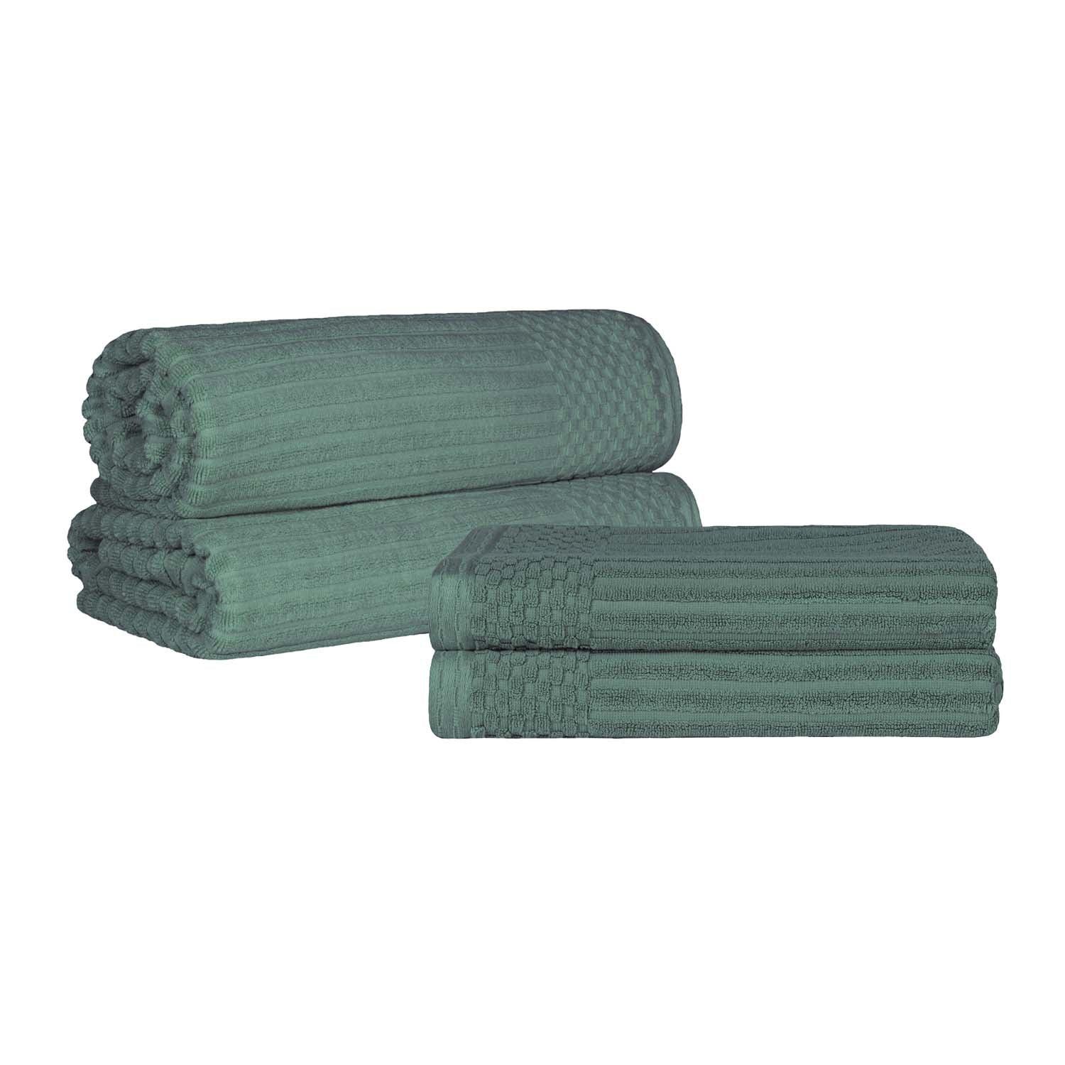 Cotton Ribbed Textured Bath Sheet & Towel Set 4-Piece - Soho - Towel Set by Superior Brand