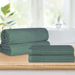 Cotton Ribbed Textured Bath Sheet & Towel Set 4-Piece - Soho - Towel Set by Superior Brand