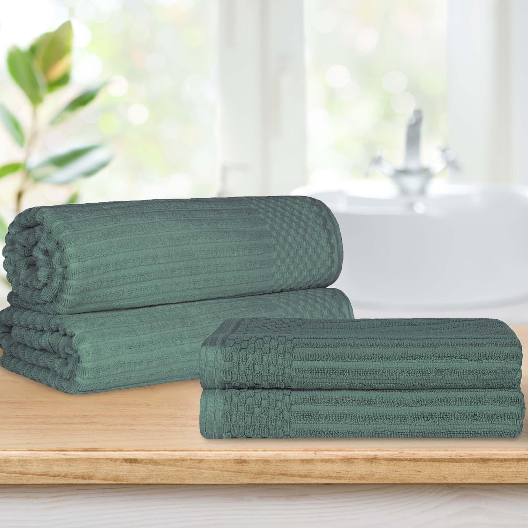 Superior Soho Ribbed Textured Cotton Ultra-Absorbent Bath Sheet/ Bath Towel Set-Towel set by Superior-Home City Inc