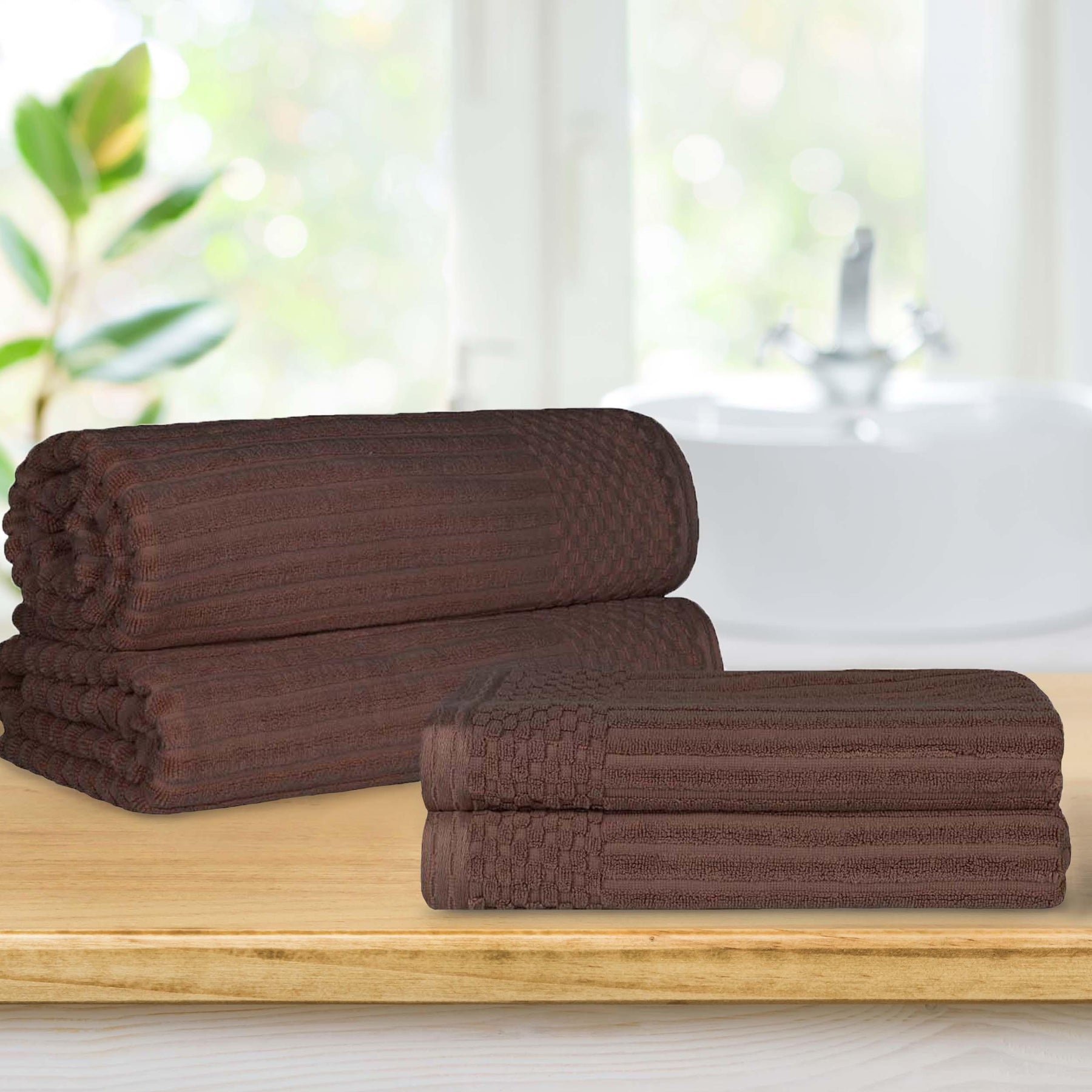 Superior Soho Ribbed Textured Cotton Ultra-Absorbent Bath Sheet/ Bath Towel Set-Towel set by Superior-Home City Inc