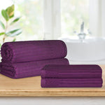 Cotton Ribbed Textured Bath Sheet & Towel Set 4-Piece - Soho - Towel Set by Superior Brand