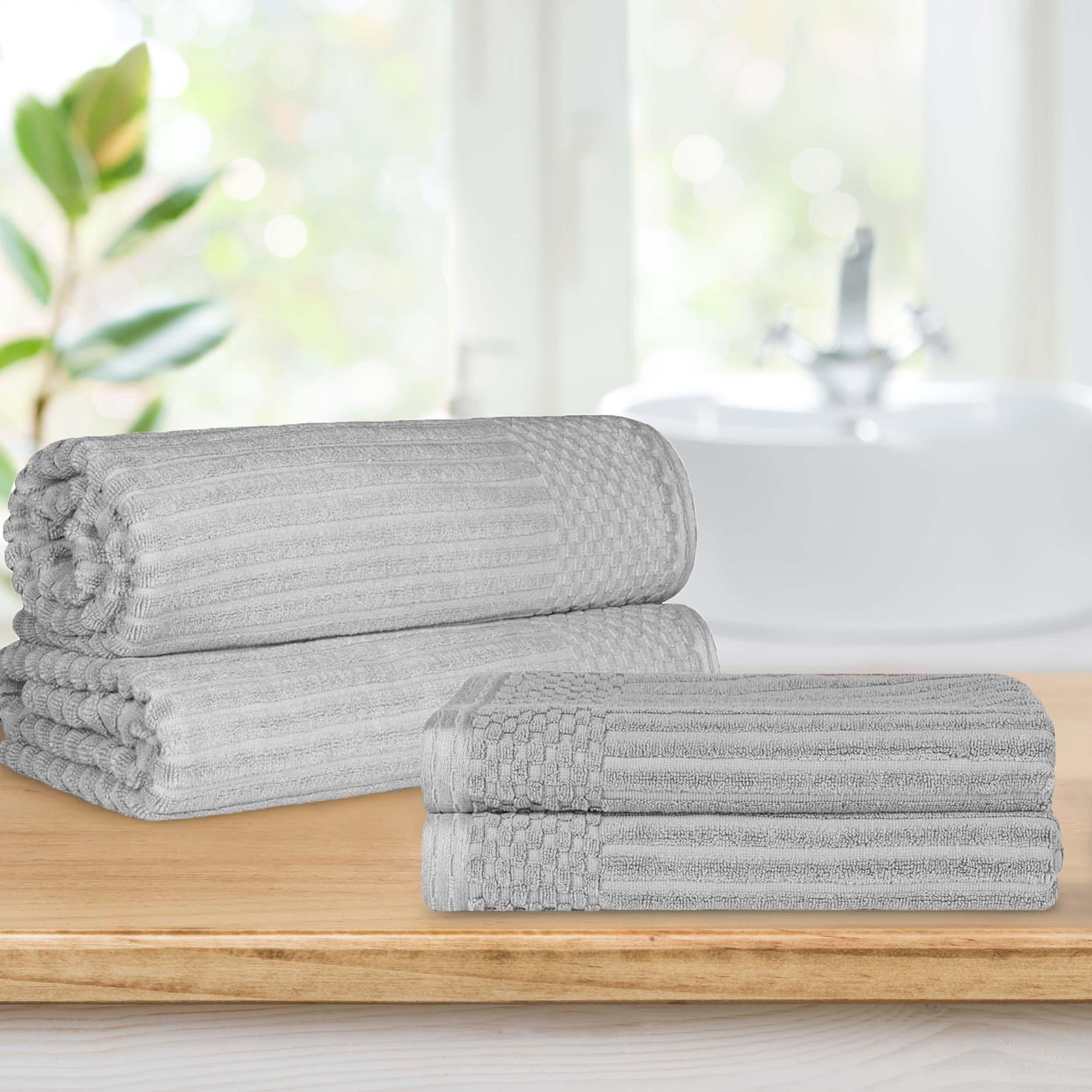 Superior Soho Ribbed Textured Cotton Ultra-Absorbent Bath Sheet/ Bath Towel Set-Towel set by Superior-Home City Inc
