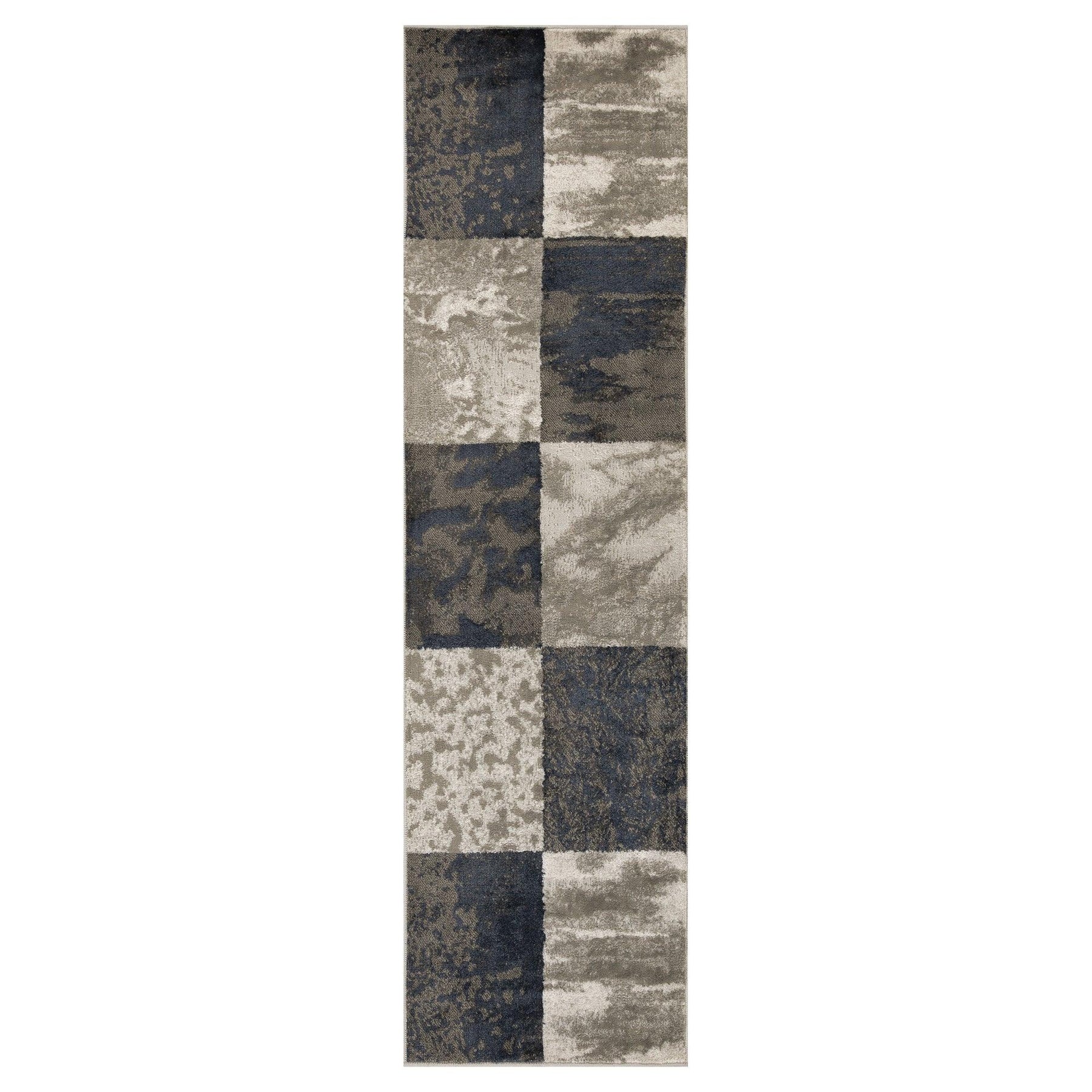 Modern Patchwork Design Indoor Area Rug or Runner - Black