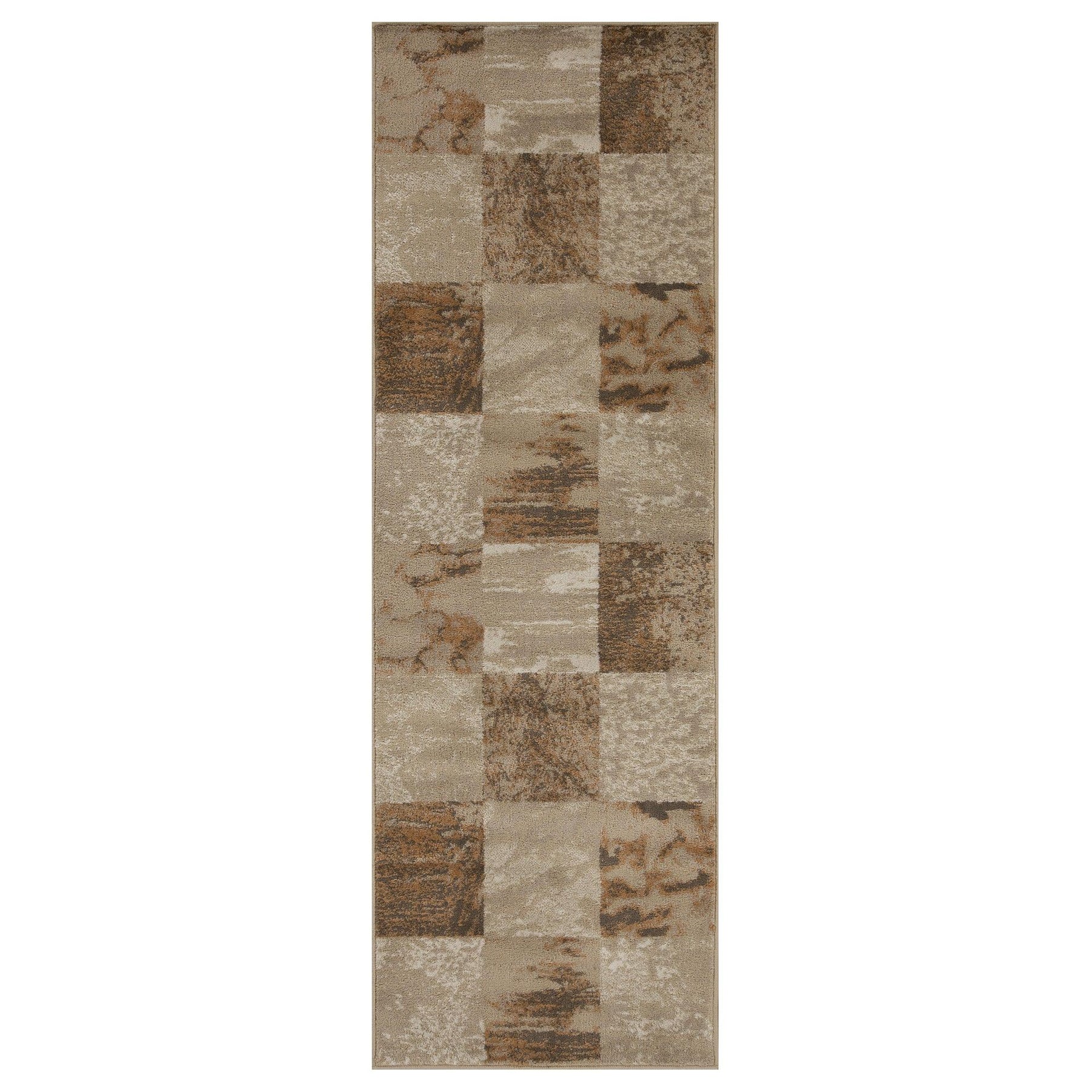 Modern Patchwork Design Indoor Area Rug or Runner - Camel
