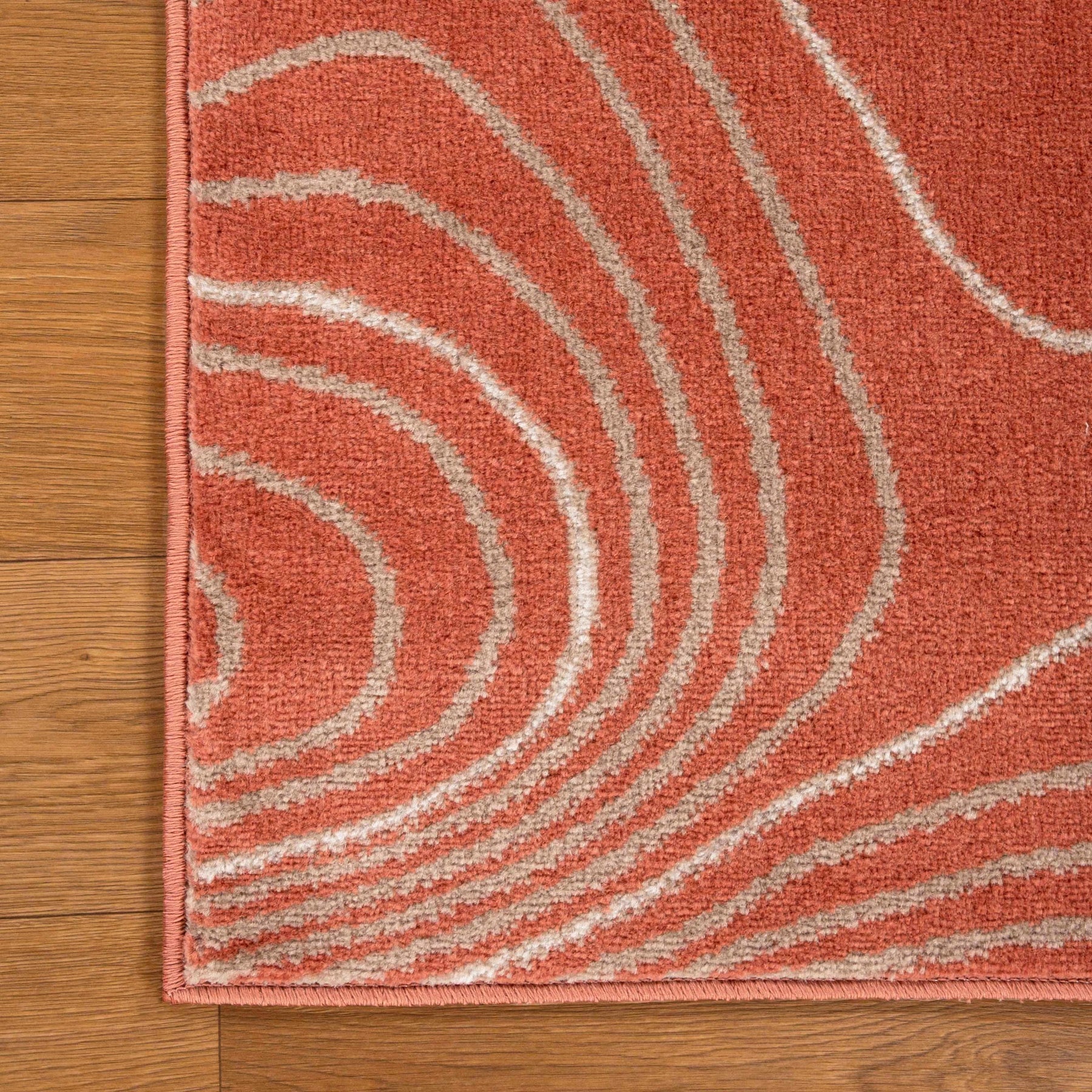 Modern Abstract Line Design Indoor Area Rug or Runner - Coral