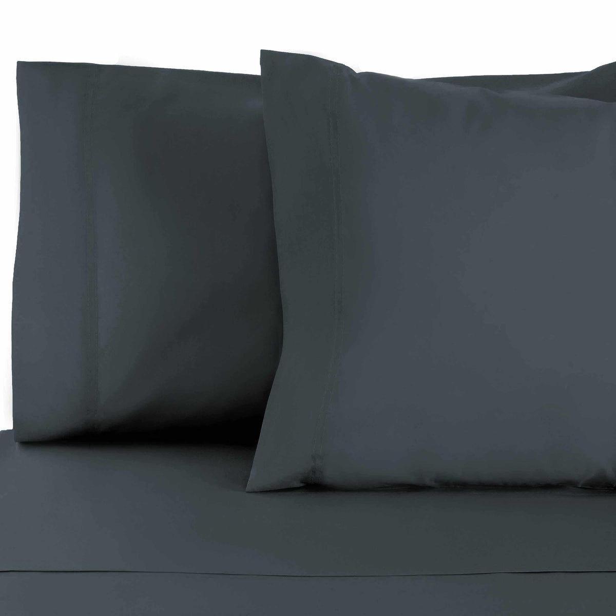 Superior 100% Rayon From Bamboo 300 Thread Count Solid 2 Piece Pillowcase Set - Charcoal