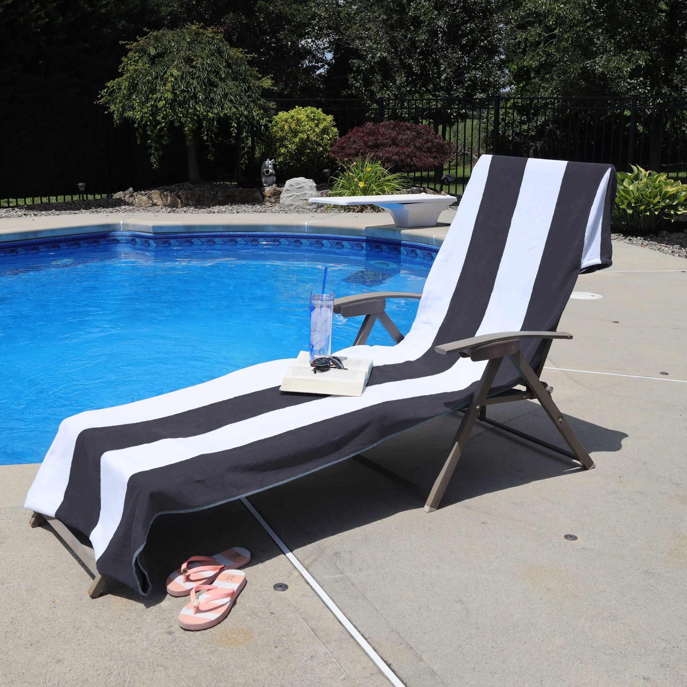 Cabana Striped Cotton Standard Size Chaise Lounge Chair Cover Set - Lounge Chair Cover by Superior Brand