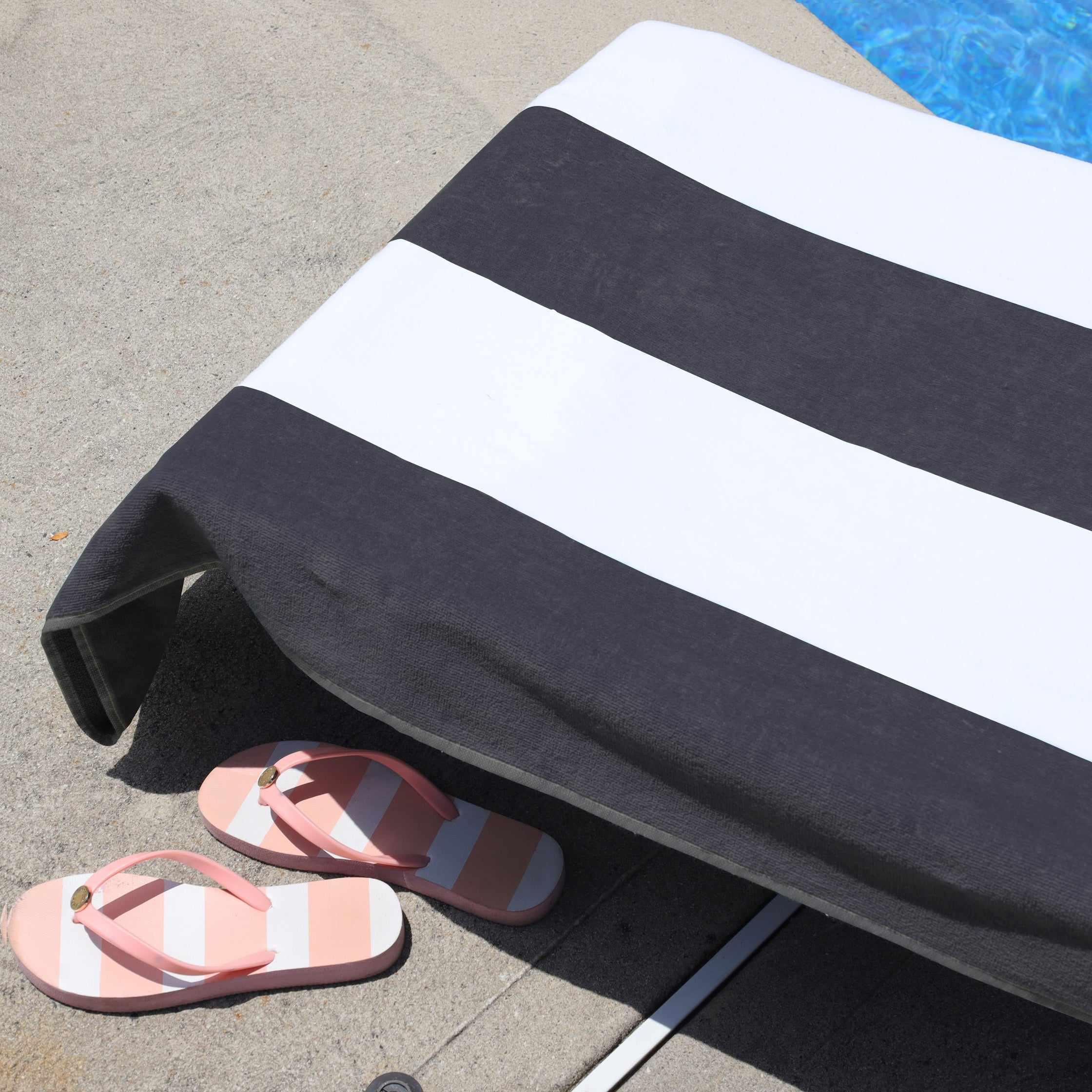 Cabana Striped Cotton Standard Size Chaise Lounge Chair Cover Set - Lounge Chair Cover by Superior Brand