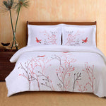 100% Cotton Swallow Floral Embroidered Duvet Cover Set - Duvet Cover Set by Superior Brand
