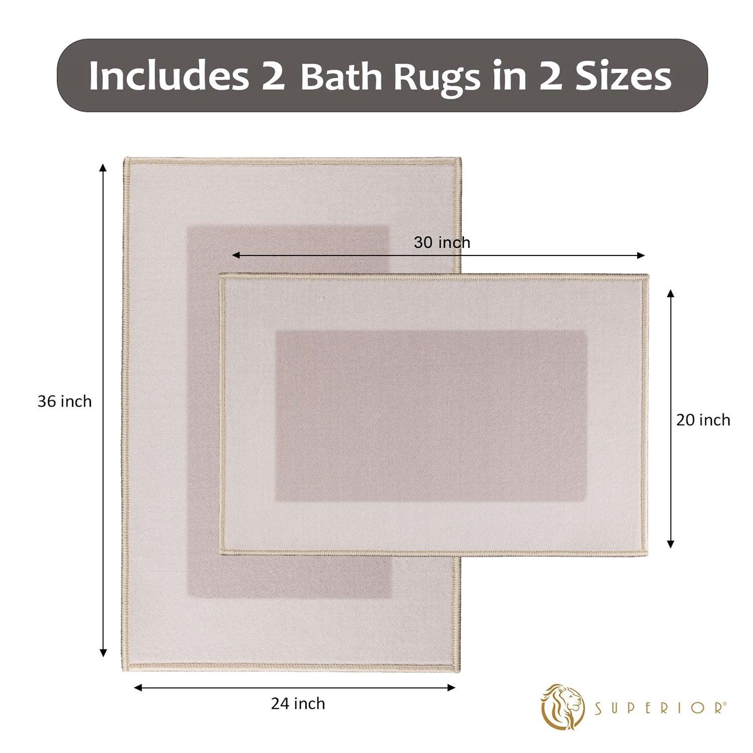 Reno Modern Non-Slip Machine Washable Kitchen & Bath Rug Mat Set - Bath Mats by Superior Brand