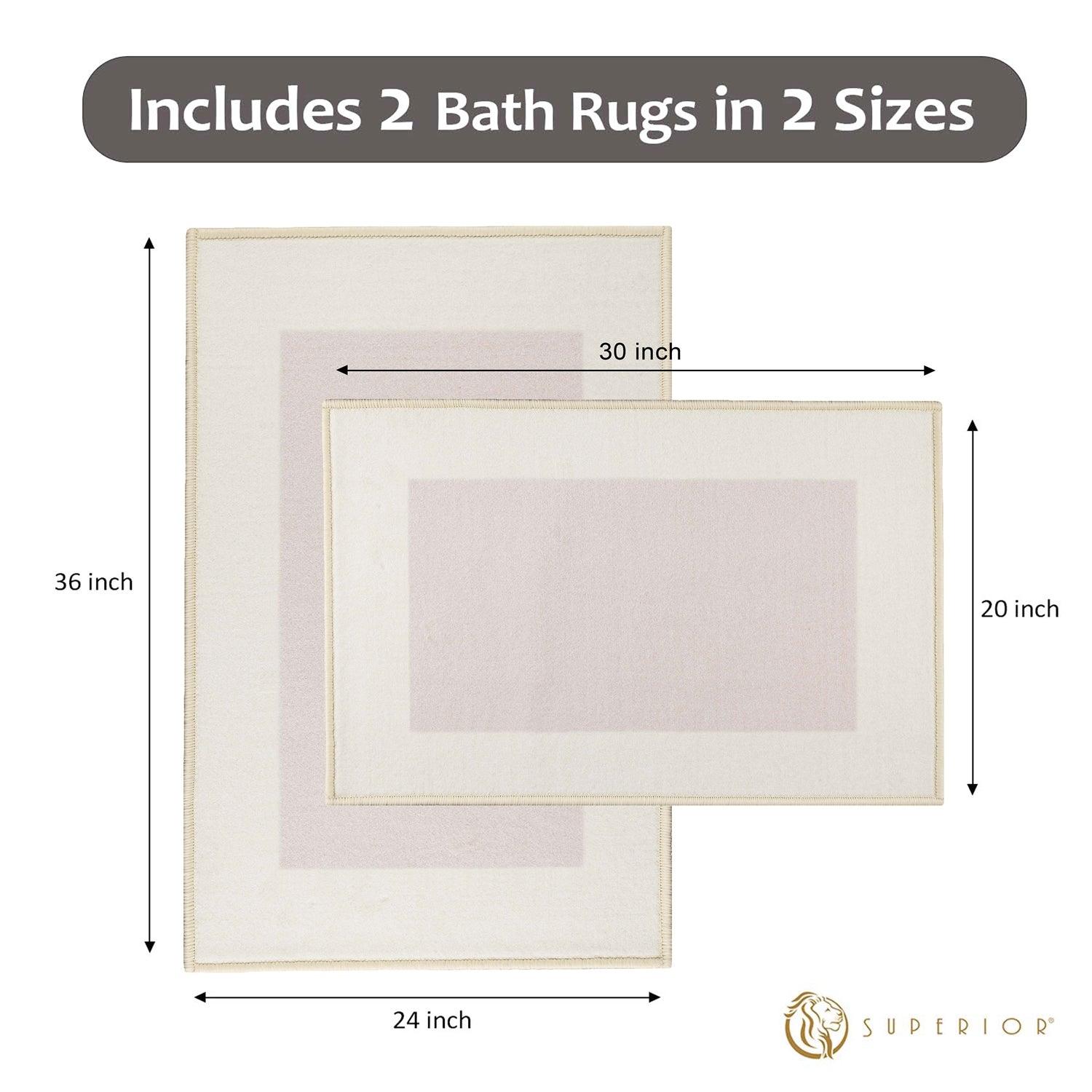 Reno Modern Non-Slip Machine Washable Kitchen & Bath Rug Mat Set - Bath Mats by Superior Brand