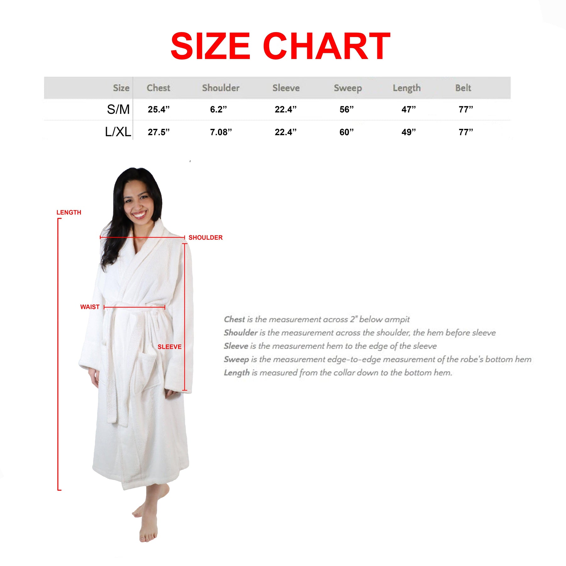 Classic Women's Home and Bath Collection Traditional Turkish Cotton Cozy Bathrobe with Adjustable Belt and Hanging Loop - White