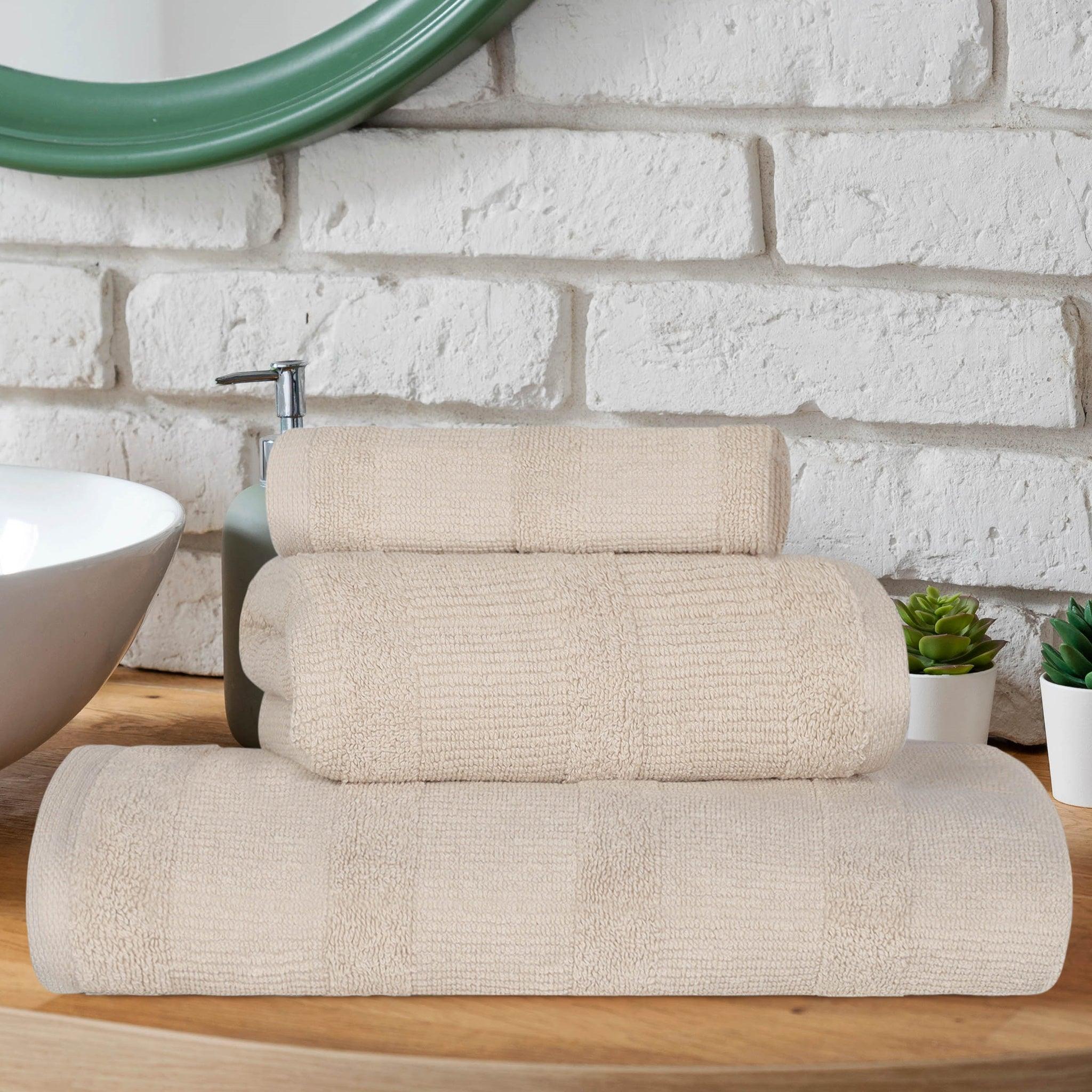 Roma Cotton Ribbed Textured Soft Absorbent 3 Piece Assorted Towel Set - Towel Set by Superior Brand