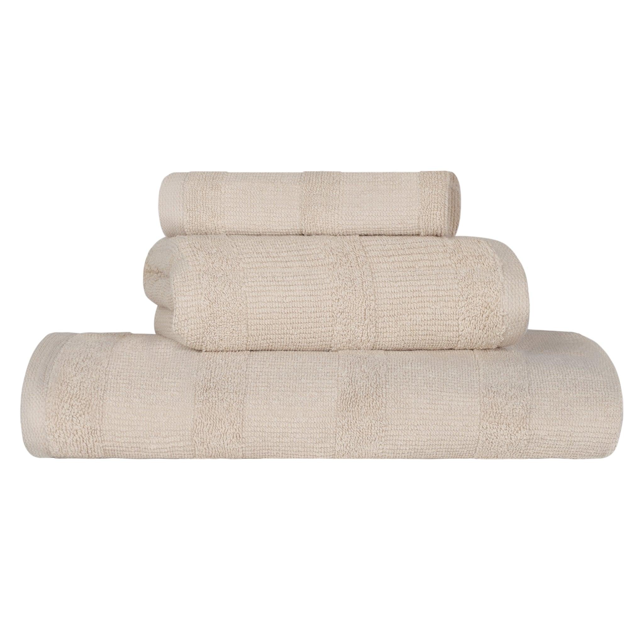 Roma Cotton Ribbed Textured Soft Absorbent 3 Piece Assorted Towel Set - Towel Set by Superior Brand