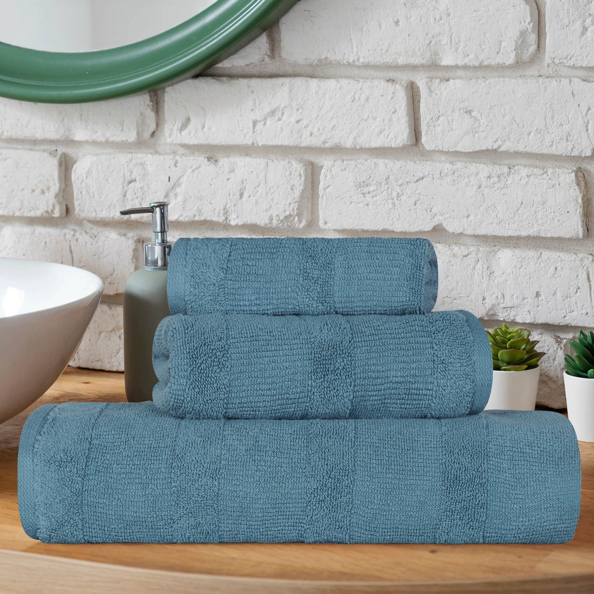 Roma Cotton Ribbed Textured Soft Absorbent 3 Piece Assorted Towel Set - Towel Set by Superior Brand