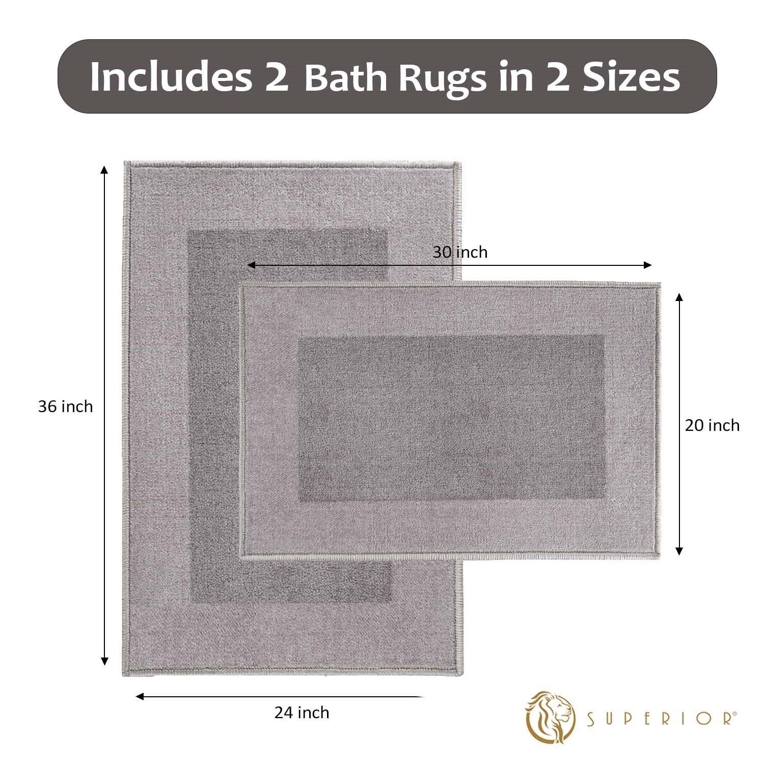 Rome Modern Non-Slip Machine Washable Bath Rug Set - Bath Rugs by Superior Brand