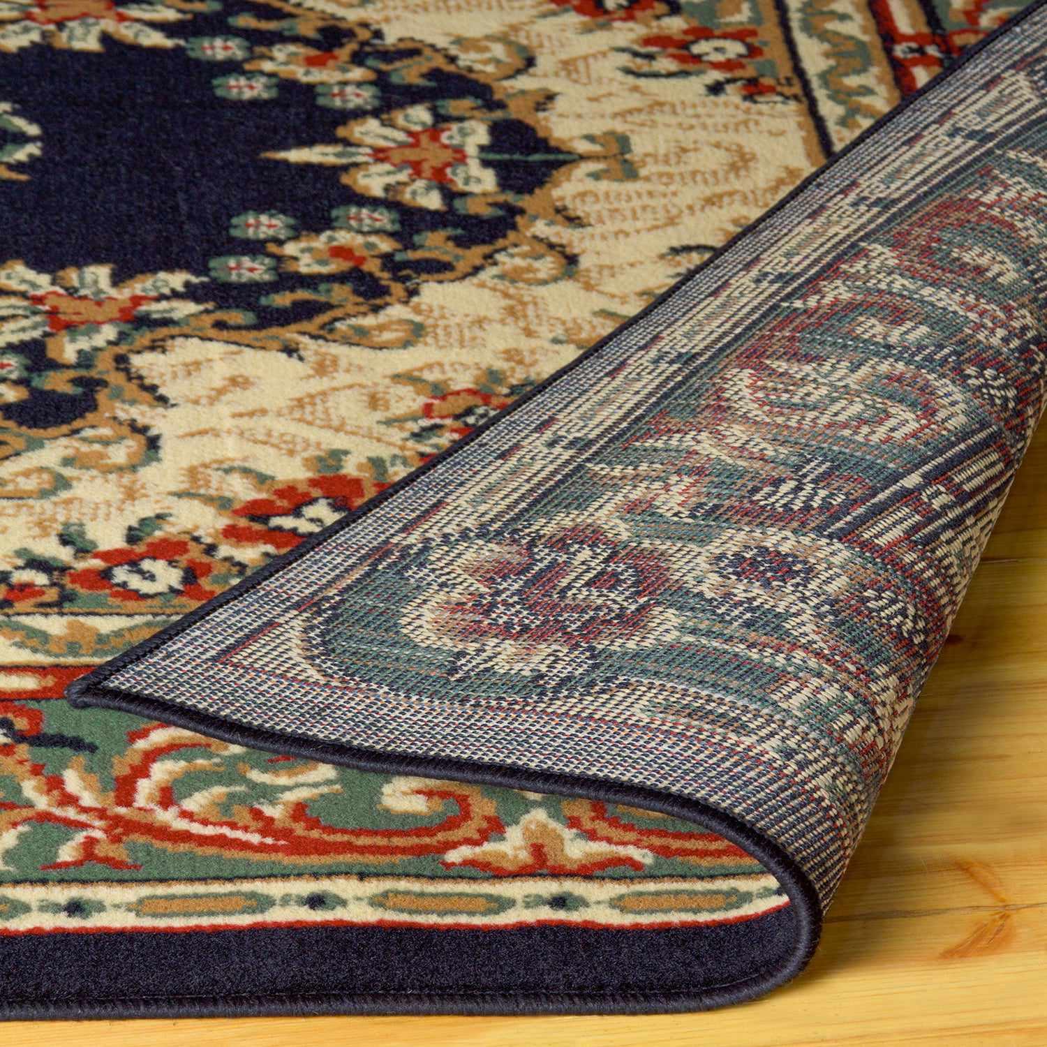 Superior Tayana Traditional Oriental Floral Medallion 3-Piece Indoor Area Rug Set -Midnight Blue