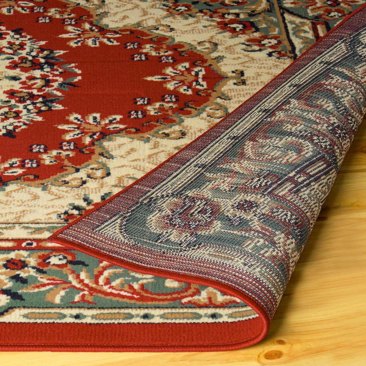 Superior Tayana Traditional Oriental Floral Medallion 3-Piece Indoor Area Rug Set -Red