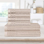 Soho Cotton Ribbed Textured Absorbent Hand and Bath Towel Set - Towel Set by Superior Brand