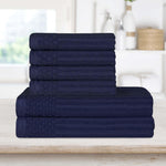 Soho Cotton Ribbed Textured Absorbent Hand and Bath Towel Set - Towel Set by Superior Brand