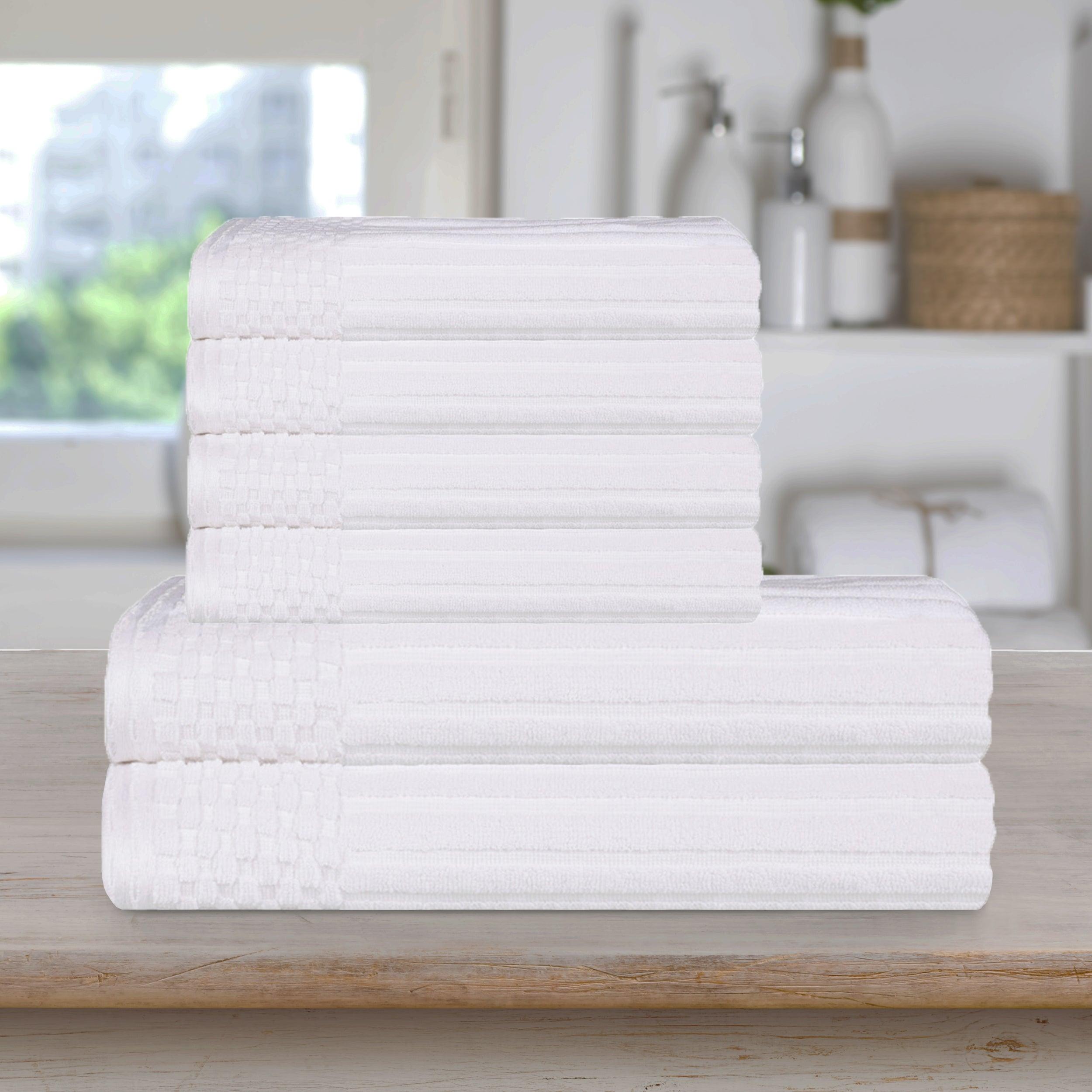Soho Cotton Ribbed Textured Absorbent Hand and Bath Towel Set - Towel Set by Superior Brand
