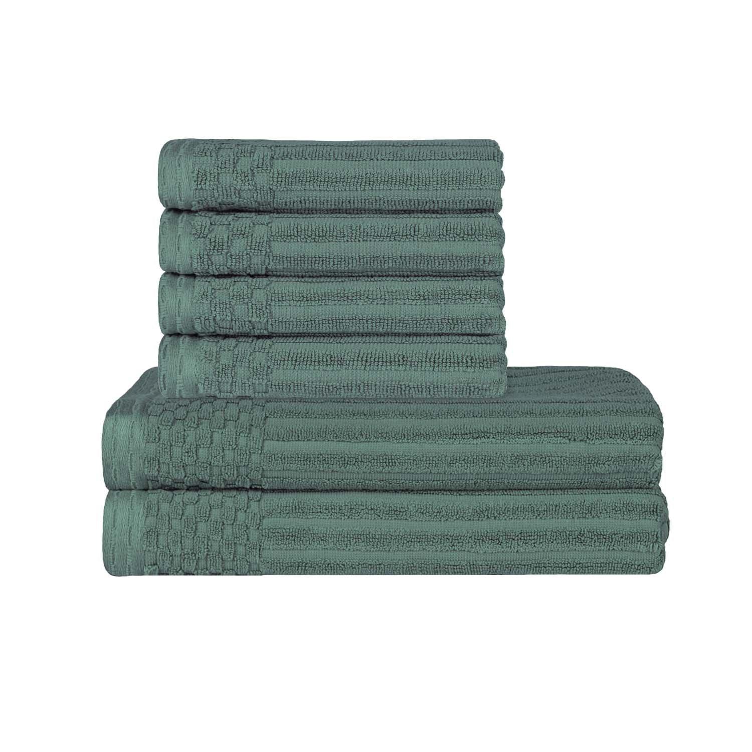 Soho Cotton Ribbed Textured Absorbent Hand and Bath Towel Set - Towel Set by Superior Brand
