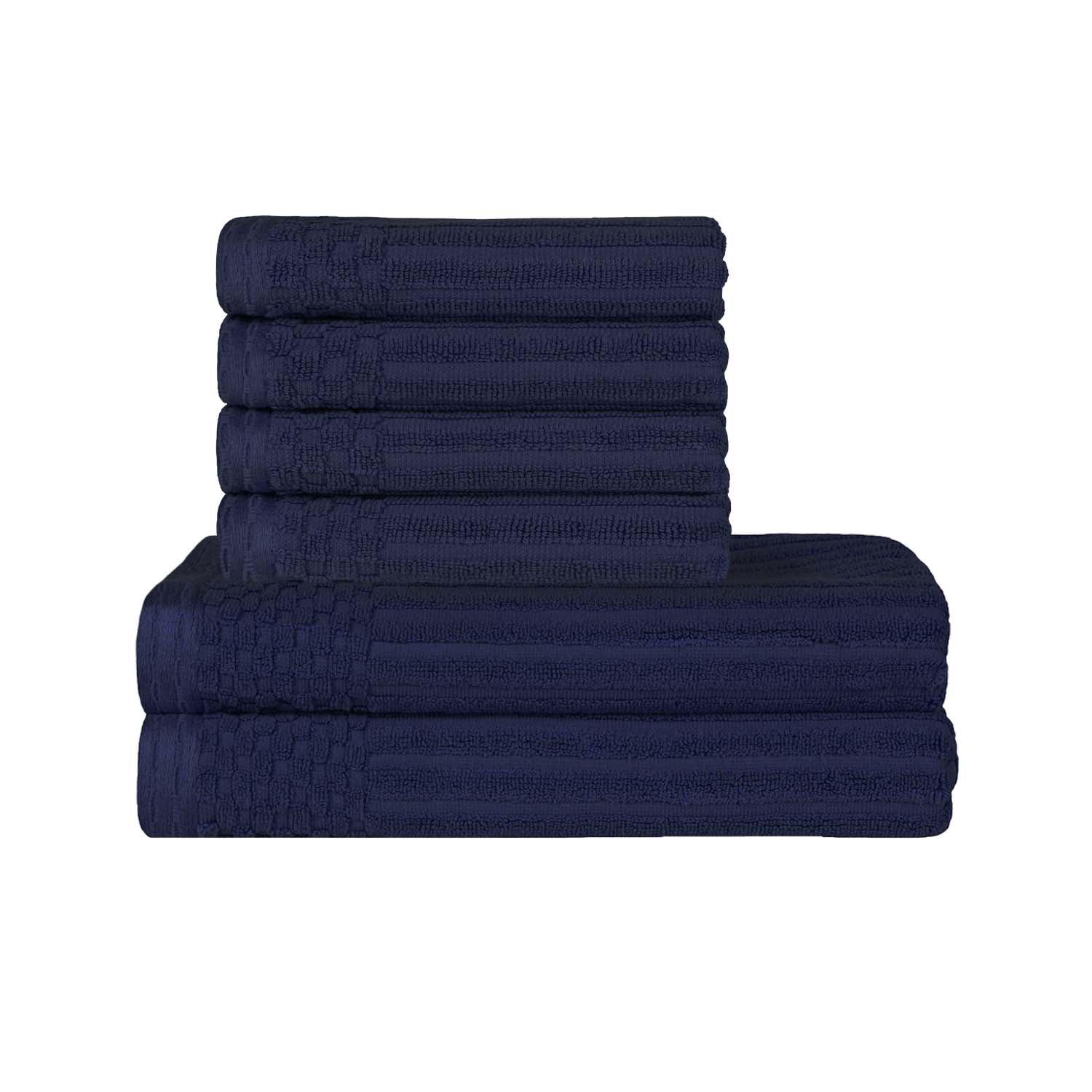 Soho Cotton Ribbed Textured Absorbent Hand and Bath Towel Set - Towel Set by Superior Brand