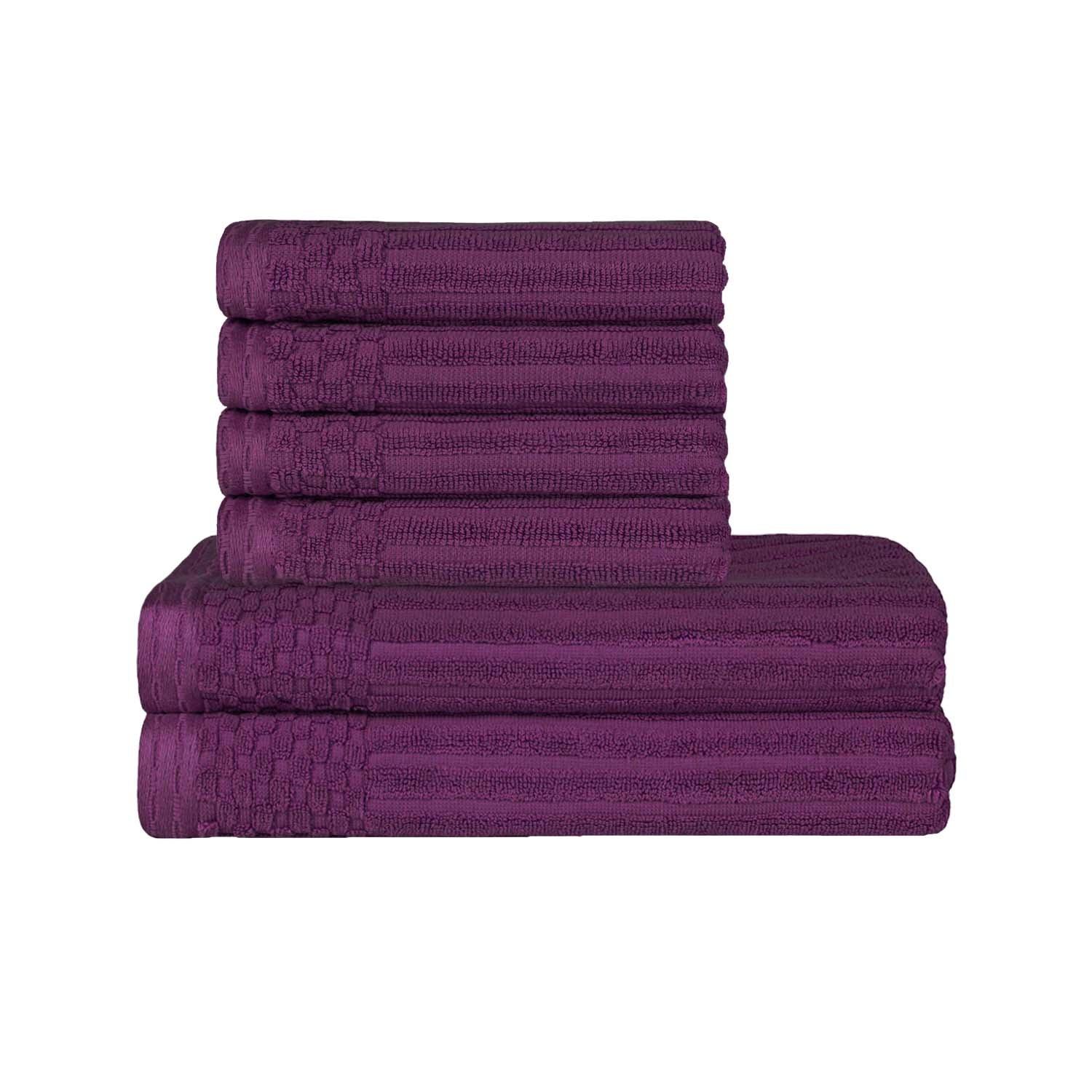 Soho Cotton Ribbed Textured Absorbent Hand and Bath Towel Set - Towel Set by Superior Brand