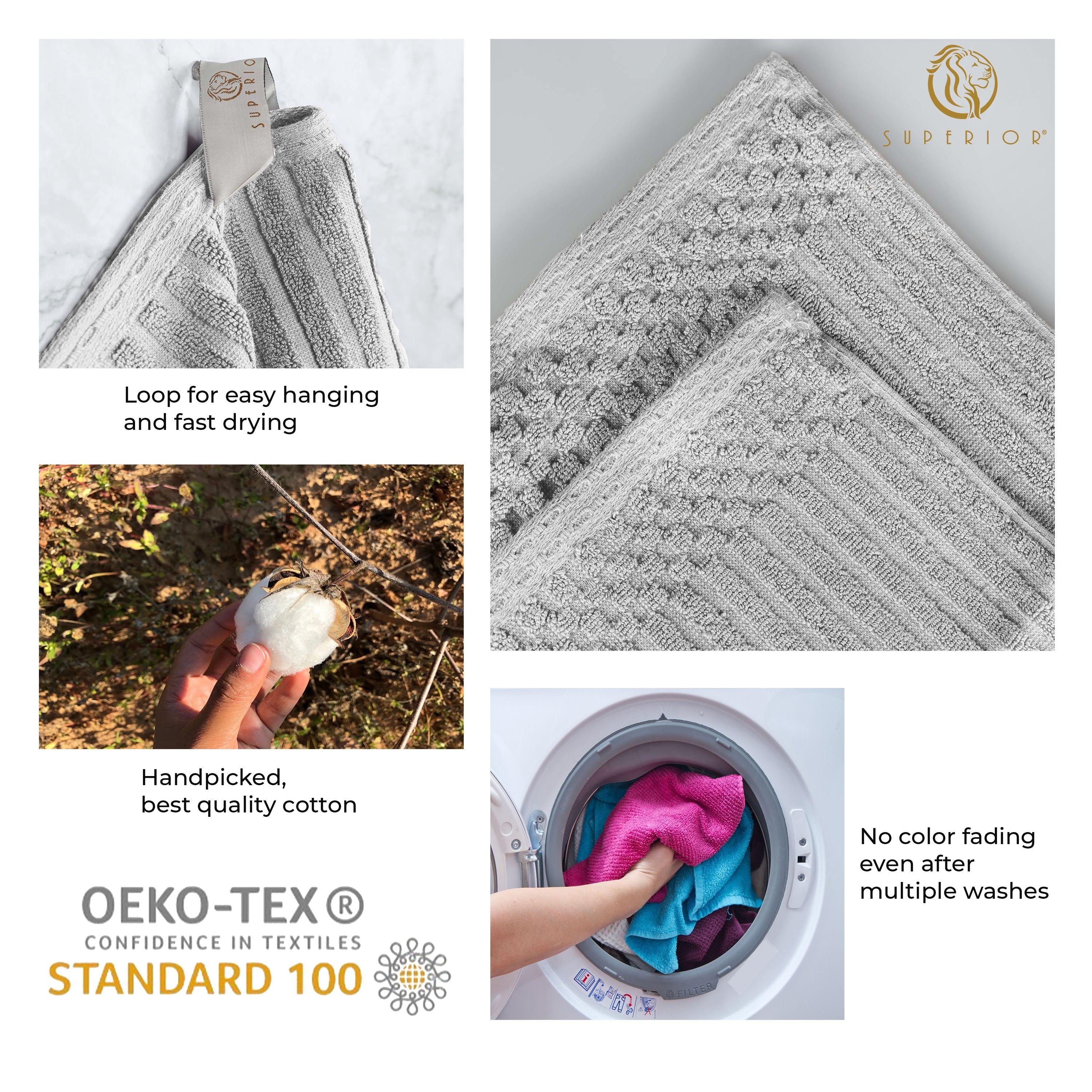 Soho Cotton Ribbed Textured Absorbent Hand and Bath Towel Set - Towel Set by Superior Brand