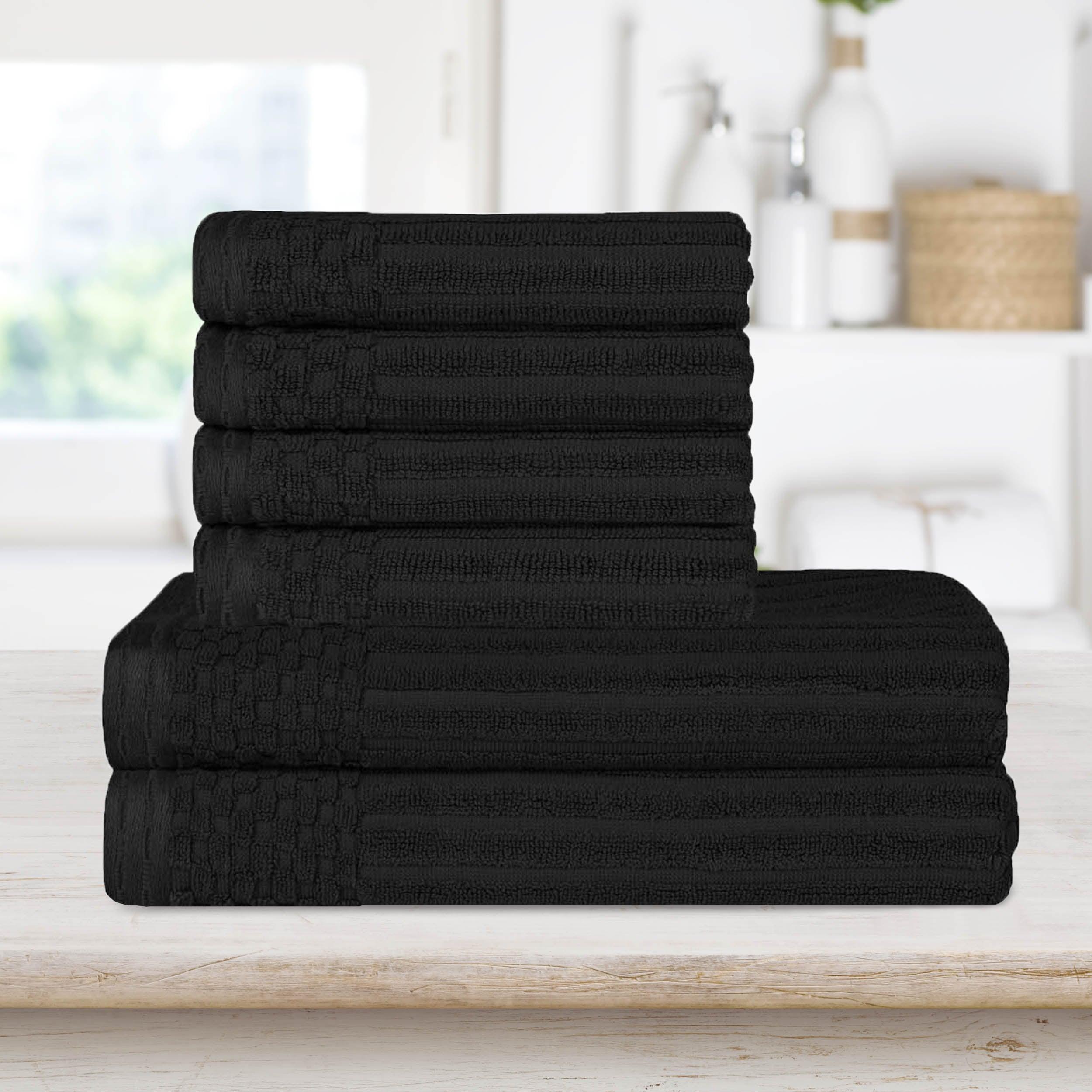 Soho Cotton Ribbed Textured Absorbent Hand and Bath Towel Set - Towel Set by Superior Brand