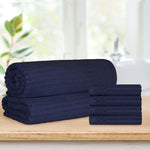 Soho Cotton Ribbed Textured Absorbent Hand Towel and Bath Sheet Set - Towel Set by Superior Brand