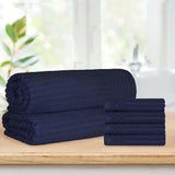 Soho Cotton Ribbed Textured Absorbent Hand Towel and Bath Sheet Set - Towel Set by Superior Brand