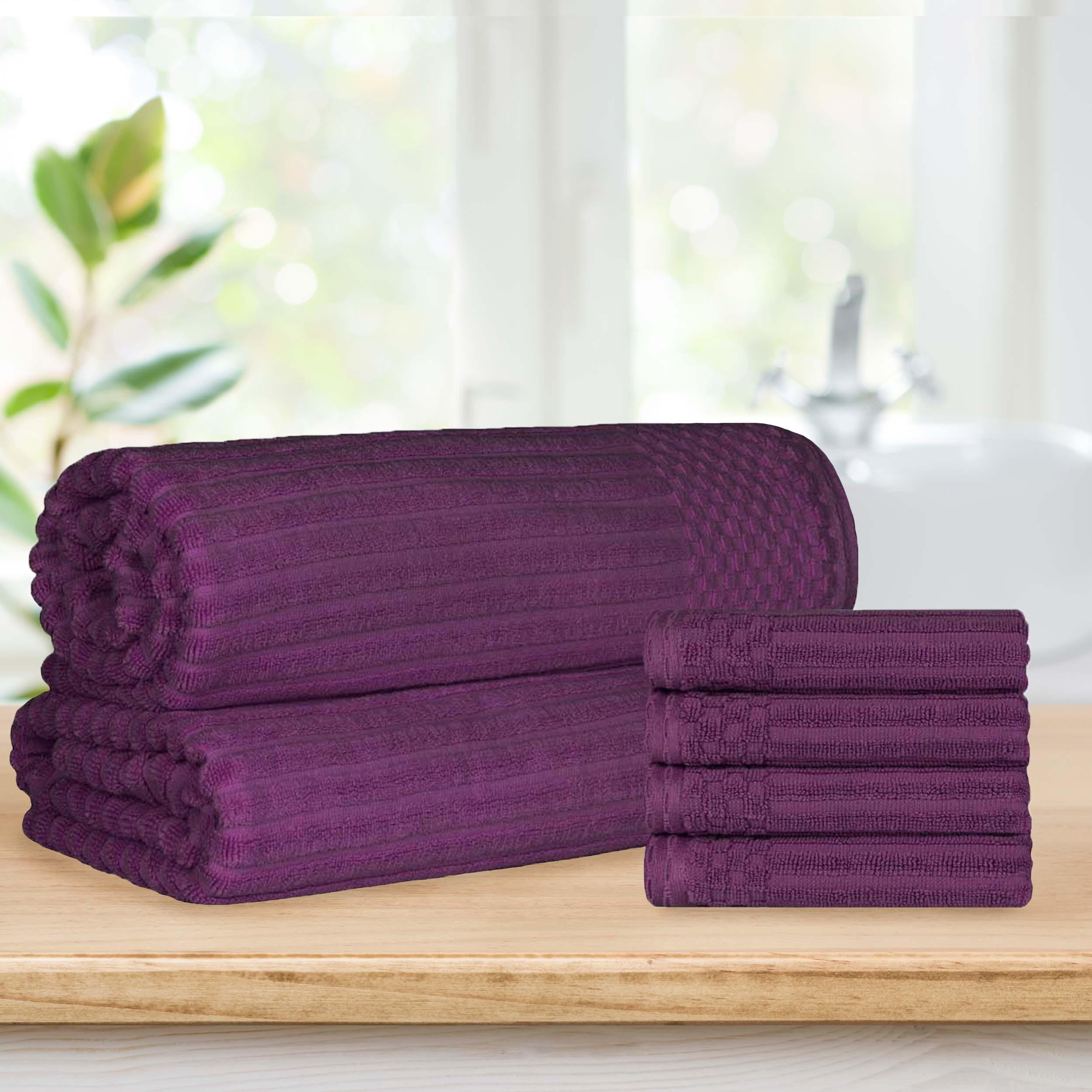 Soho Cotton Ribbed Textured Absorbent Hand Towel and Bath Sheet Set - Towel Set by Superior Brand