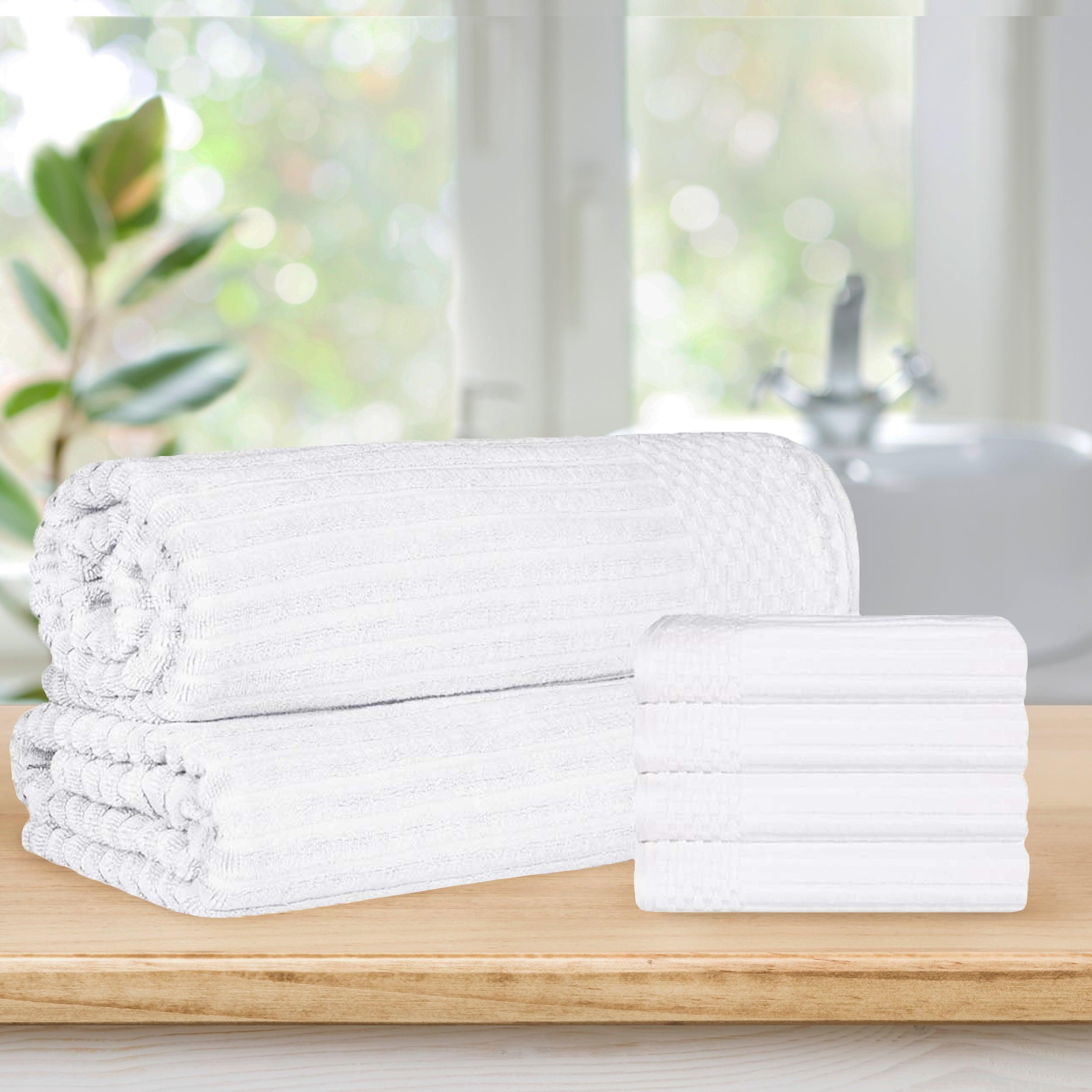 Soho Cotton Ribbed Textured Absorbent Hand Towel and Bath Sheet Set - Towel Set by Superior Brand
